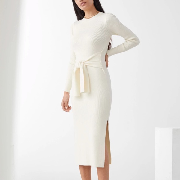 Other Stories Belted Rib Midi Dress 